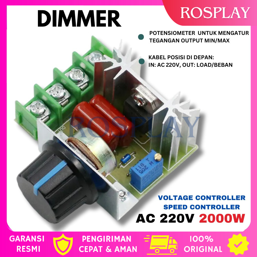 Dimmer AC 220 Volt 2000 Watt / Dimmer SCR 2000W Motor Speed Controller 220V AC PWM Regulator