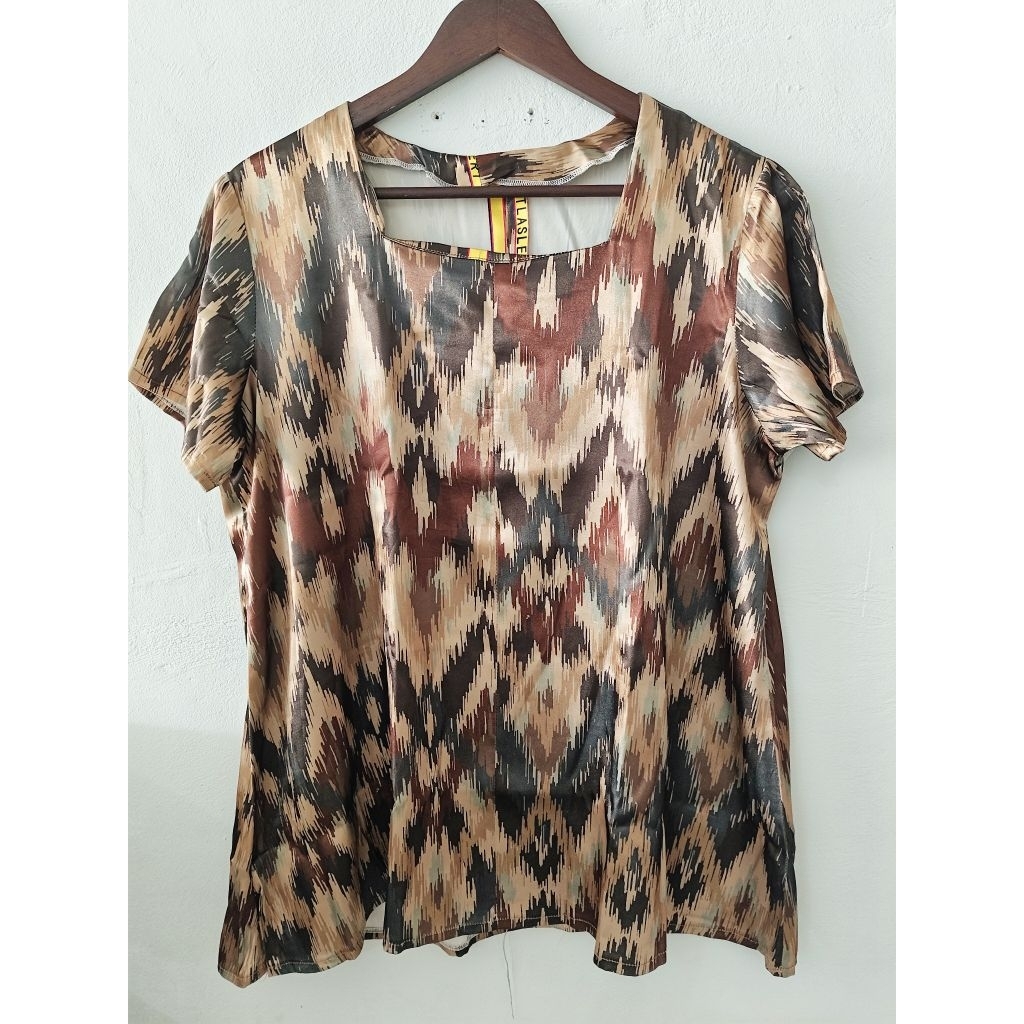 Blouse Batik Satin Mewah Oversize/Blouse Kondangan Batik Satin Tebal