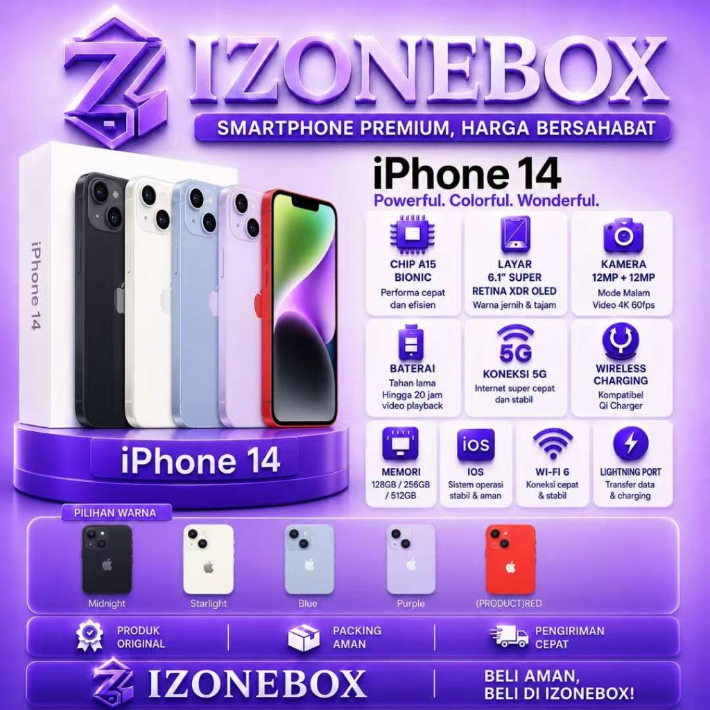 IP 14 Second inter 128GB/256GB Original Bergaransi