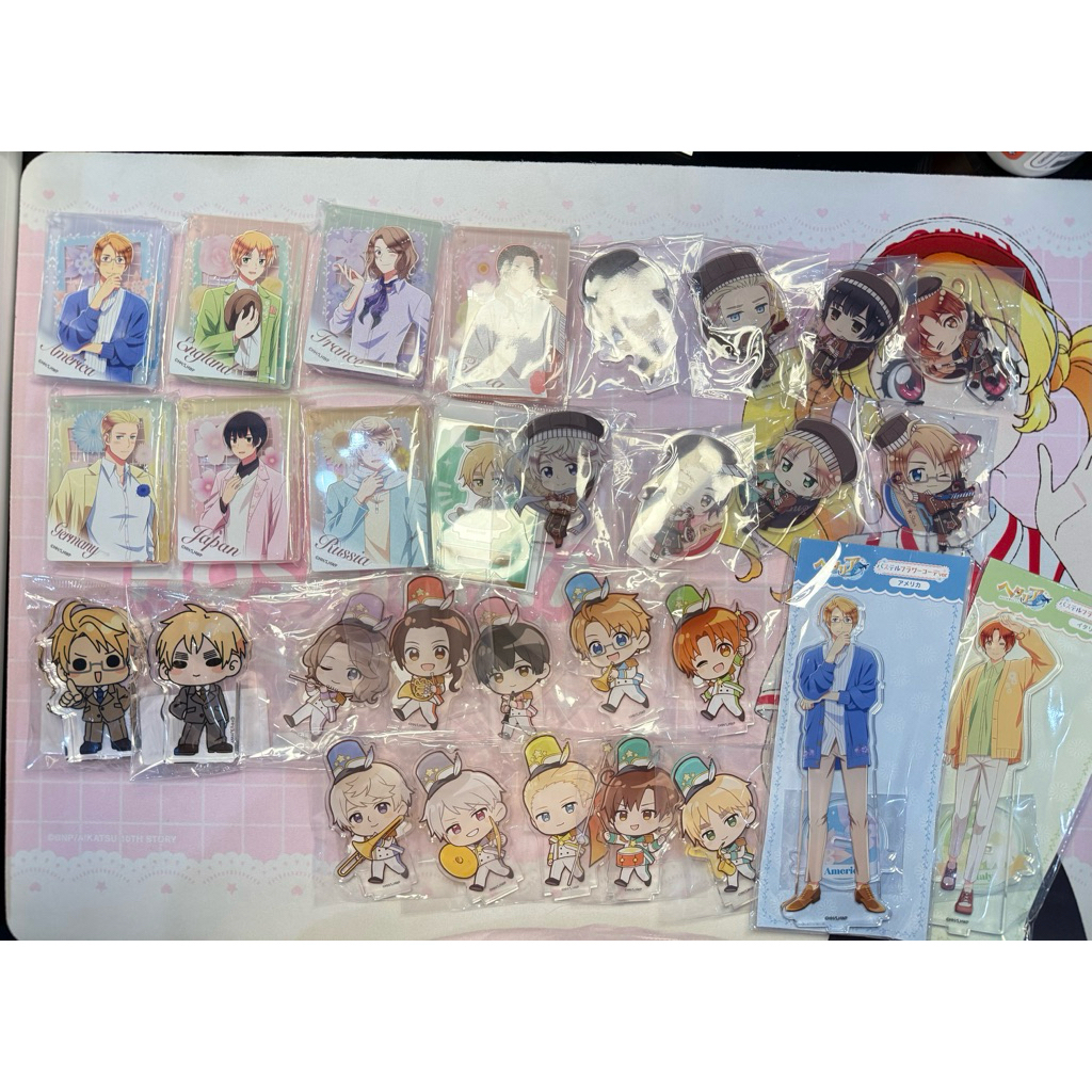 Hetalia World stars Acrylic figure Ganci Stand  Chocolate & Marching Band America Uk Italy Japan Ger