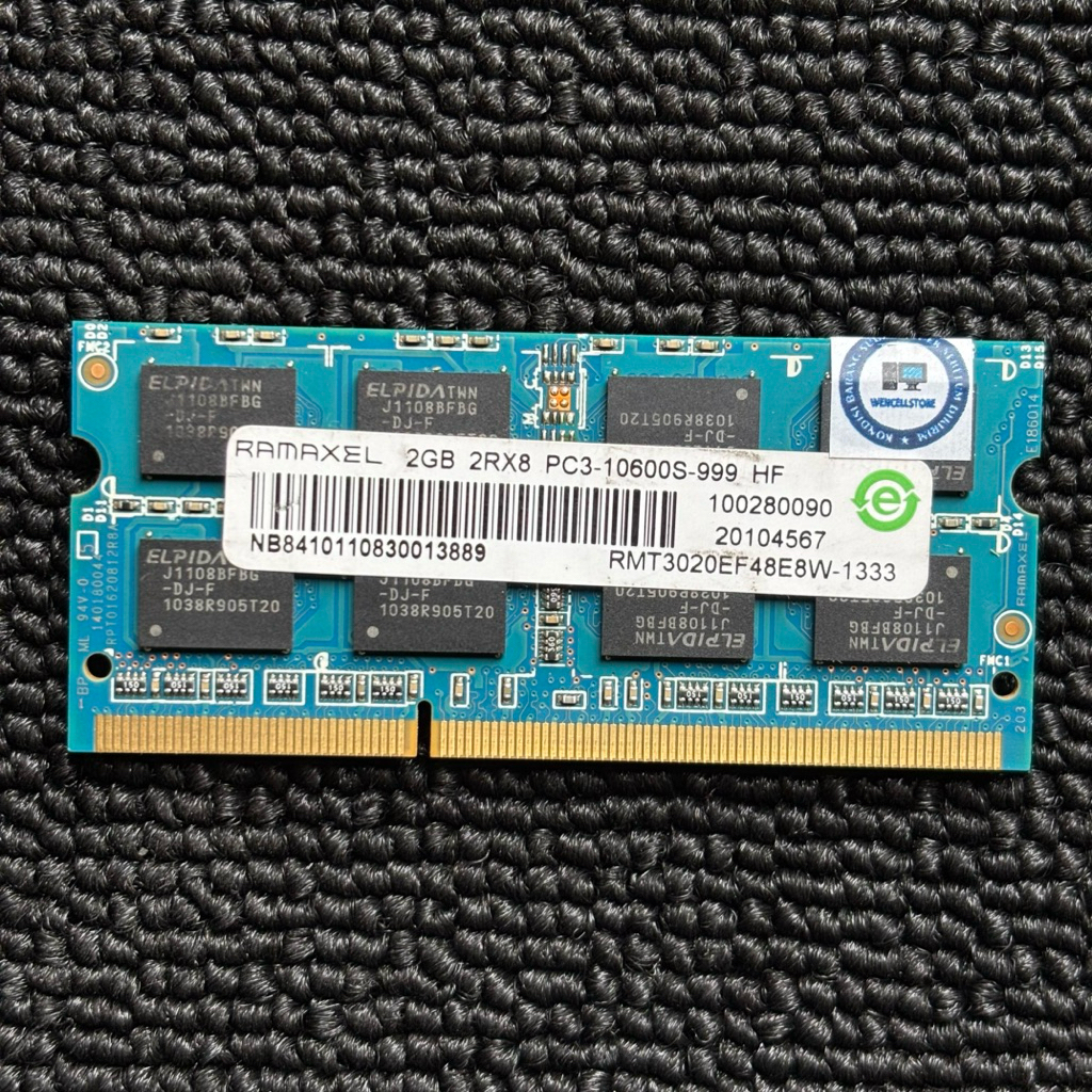 RAM LAPTOP RAMAXEL 2GB 2RX8 PC3-10600/1333MHZ DDR3