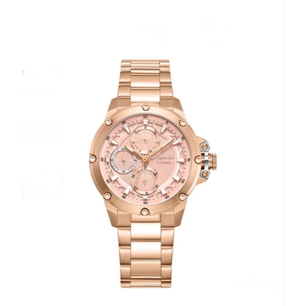 Jam Tangan Alexandre Christie 6564 Rantai Rosegold Dasar Rosegold Wanita Original