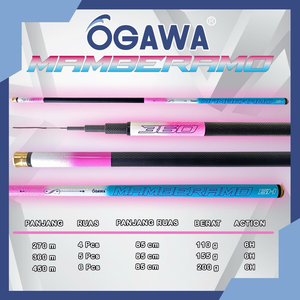 joran tegek ogawa mamberamo  180 | 210 | 240 | 270 | 300 | 360 | 450 action kaku ruas bawah 85cm bah