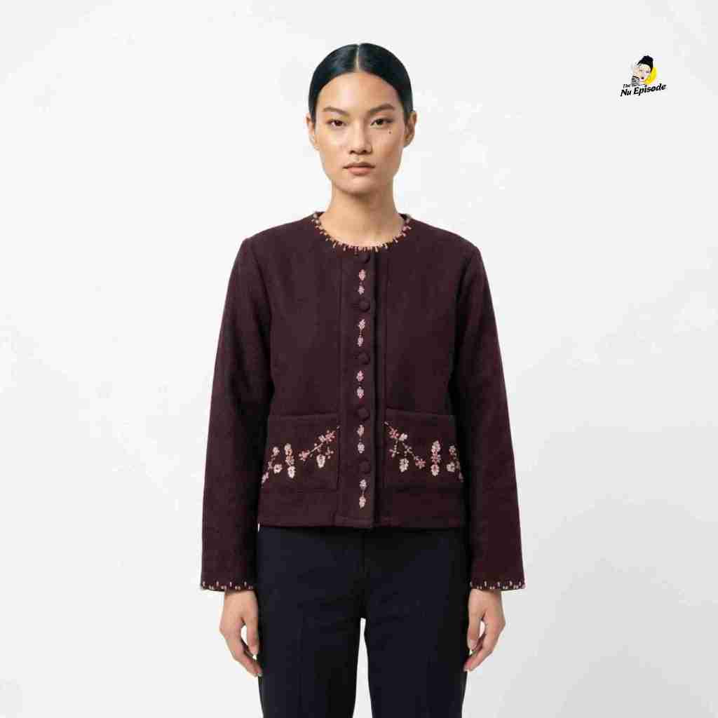THE NUEPISODE - Mirrel Top - Cardigan Wanita Tweed Beaded Asimetris