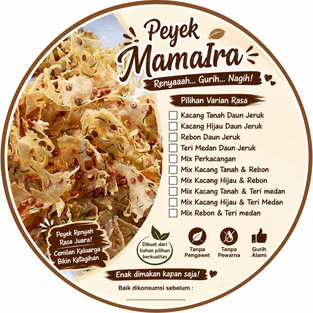 Peyek Mama Ira | Kacang Tanah Daun Jeruk Toples 5 Liter Berat Bersih: ± 500 Gram Renyah Gurih Homema