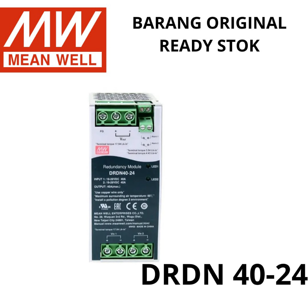 MEAN WELL MEAN WELL DRDN 40-24 24V 40A, BARANG ORI