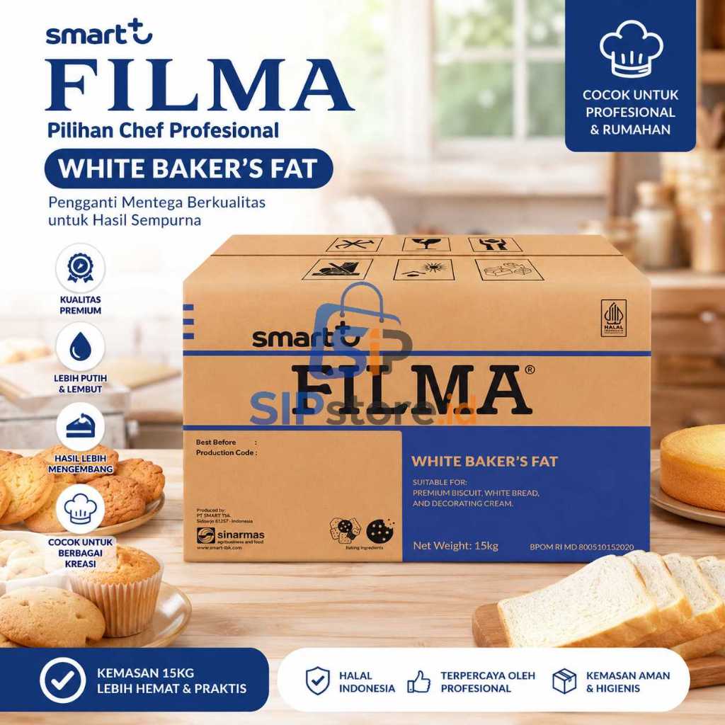 Filma Pusaka White Bakers Fat Shortening Mentega Putih Roti Bakpao Pail Dus Grosir 15kg