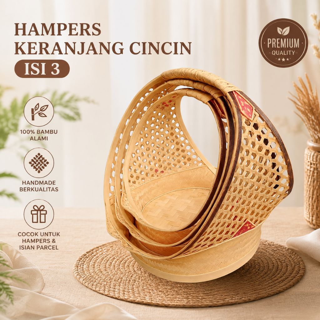 Keranjang bambu cincin - keranjang parcel - keranjang cincin 1 set - keranjang buah