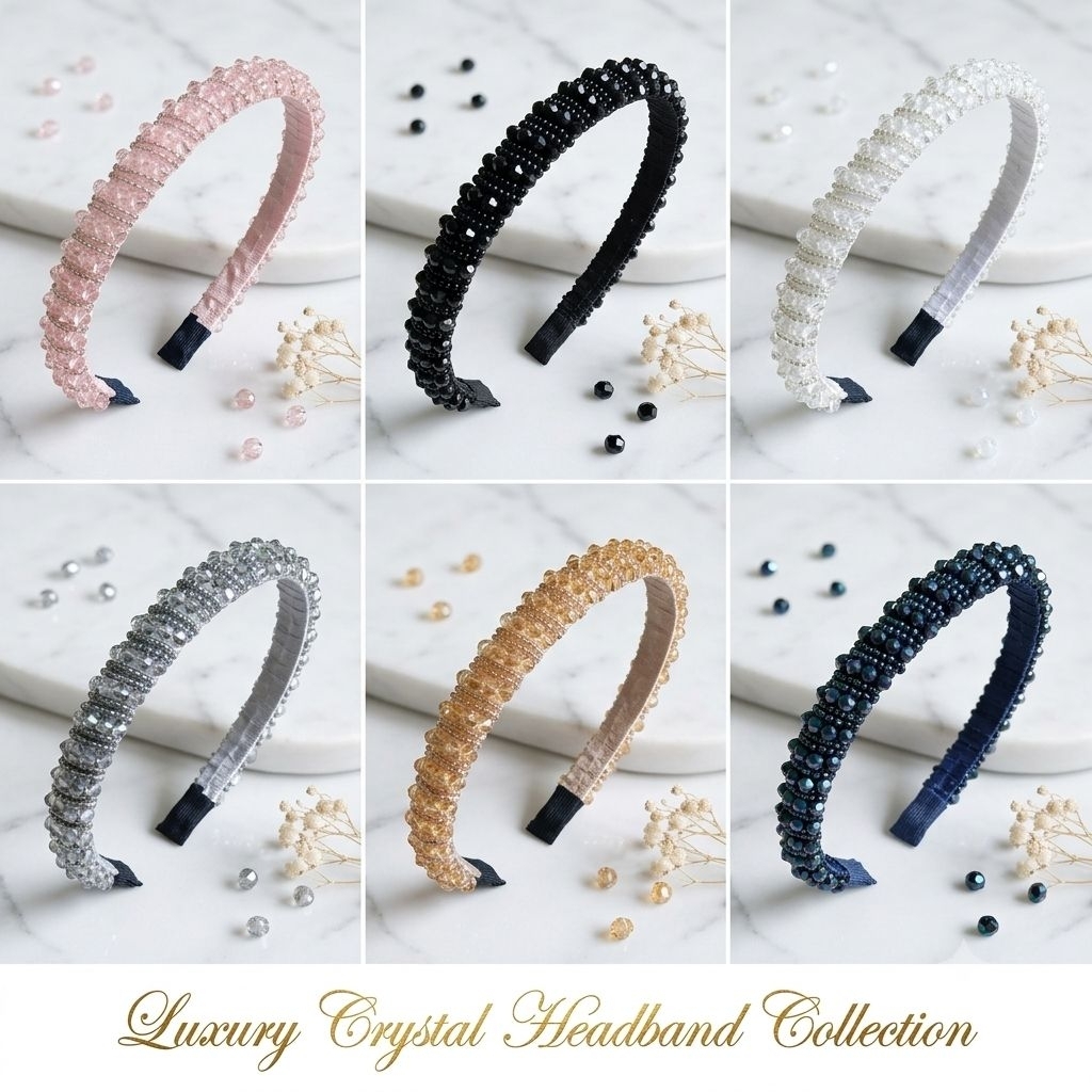 Vania Kids99 Bando Pesta Wanita Manik Kristal Sintetis Aksesoris Rambut