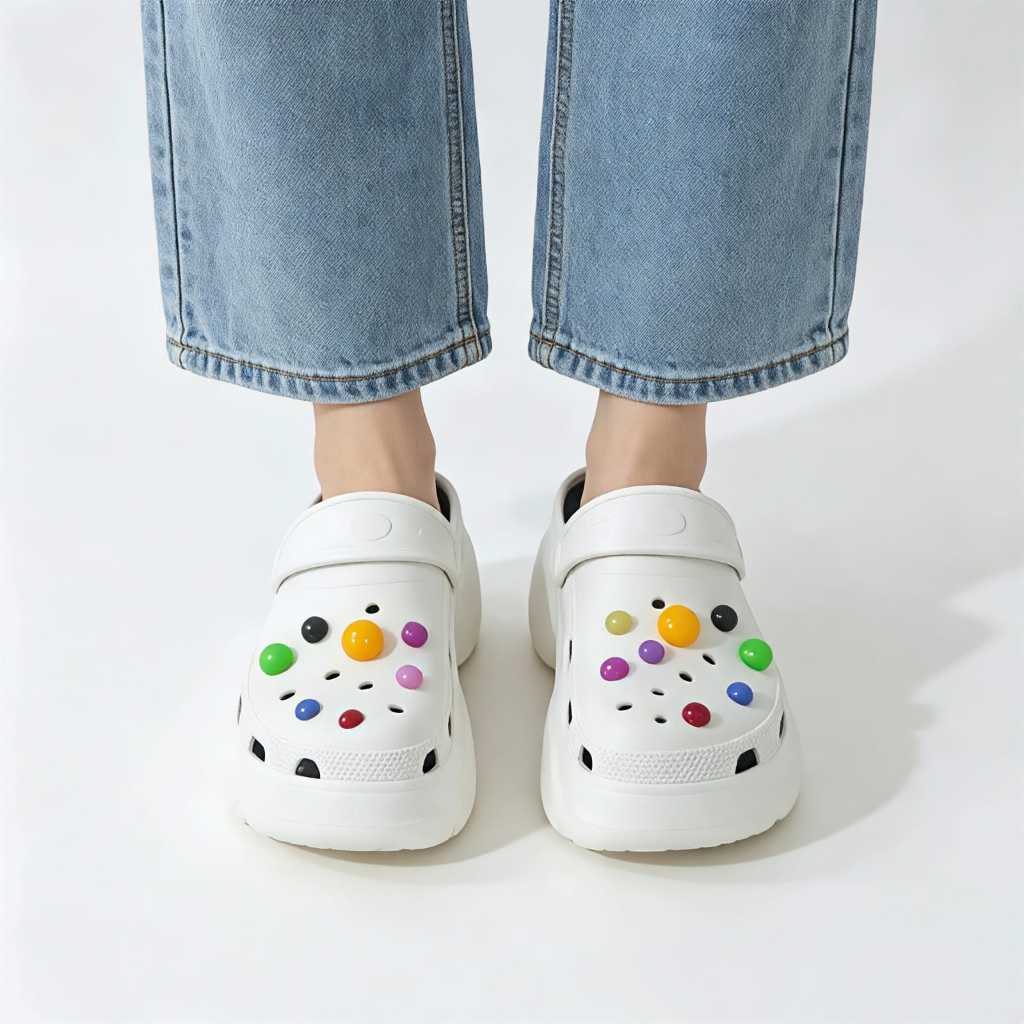 Sandal karet Dewasa Perempuan Model Baim Dengan Tali Belakang Design Stiker Lucu SIZE 36-41