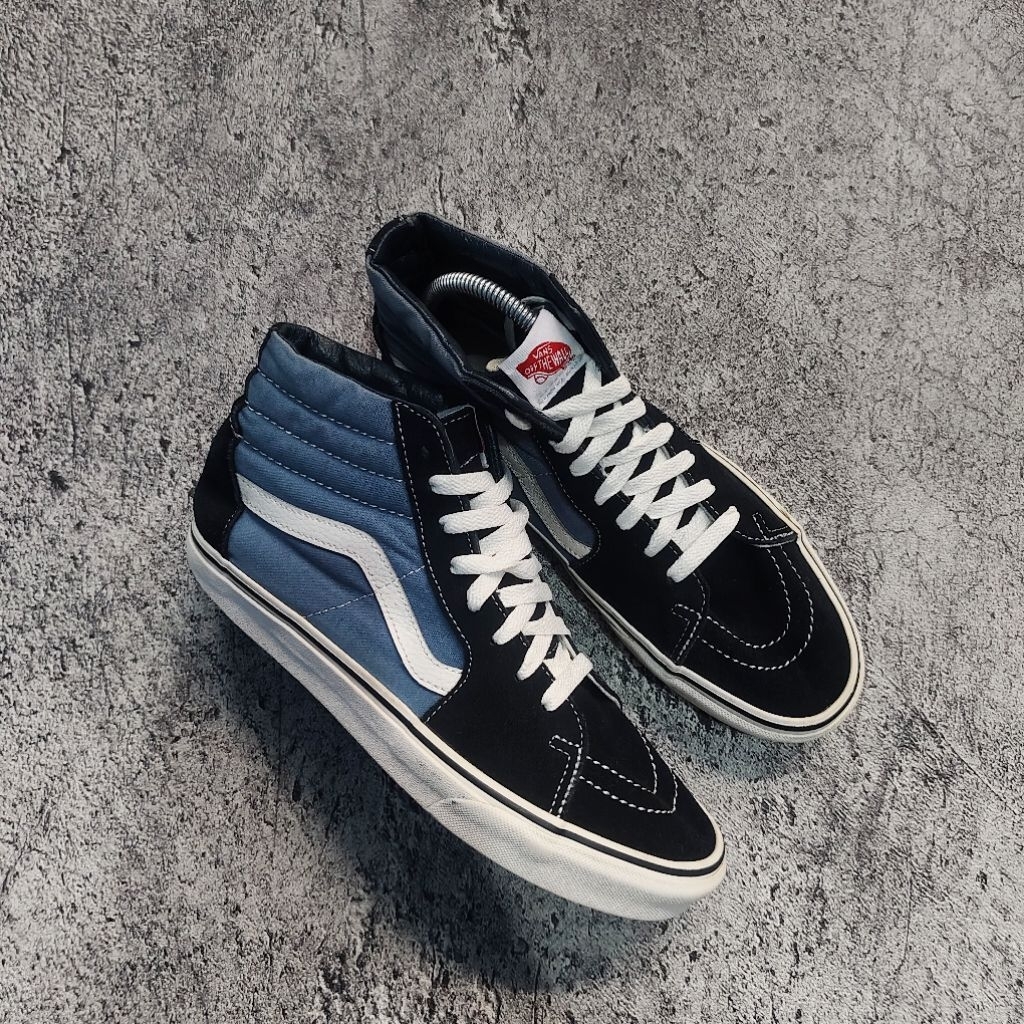 VANS SK 8 HIGH KLASIK BIRU HITAM SECOND ORIGINAL GLOBAL