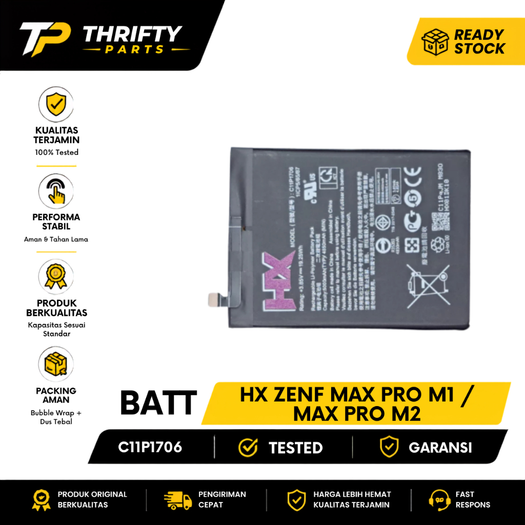 Baterai HX ASUS Zenfone Max Pro M1 / Max Pro M2 C11P1706 Original Quality