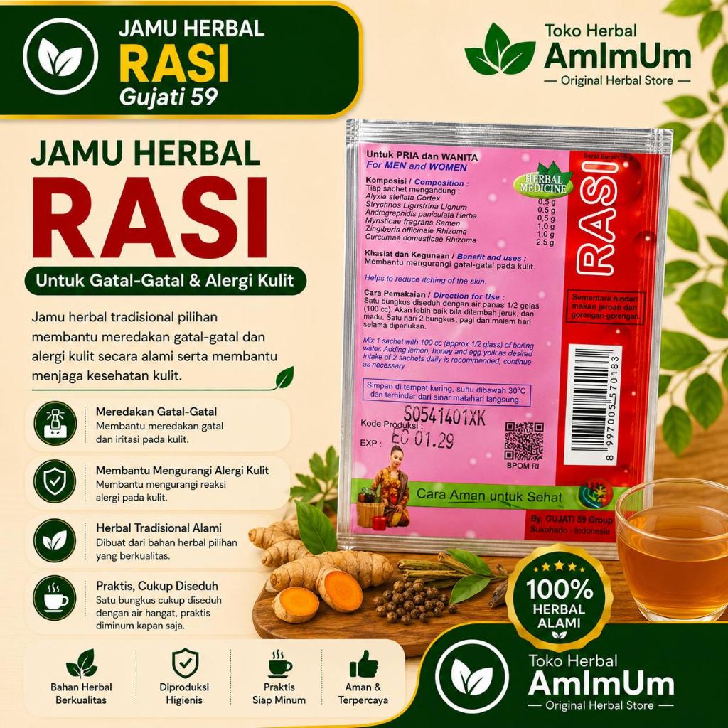 Jamu RASI Gujati - Bersih Darah - Isi 10 Sachet - Bantu Meredakan Penyakit Darah Kotor