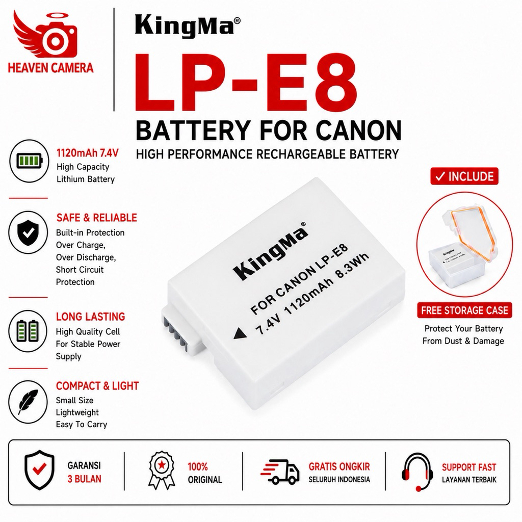 KINGMA Battery for Canon LP-E8 / KINGMA Baterai For Canon LP-E8