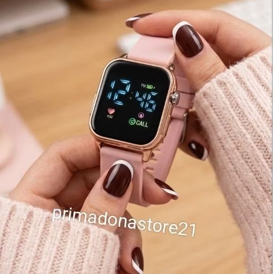 Jam Tangan LED Digital Wanita/Pria Rubber Fashion Segi Anti Air