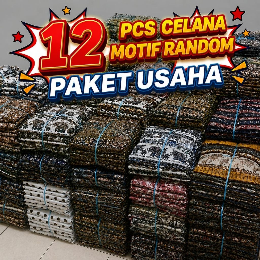 Paket Usaha Celana Pendek Motif Pria Wanita | Paket Usaha 12 Pcs | Paket Usaha Kolor