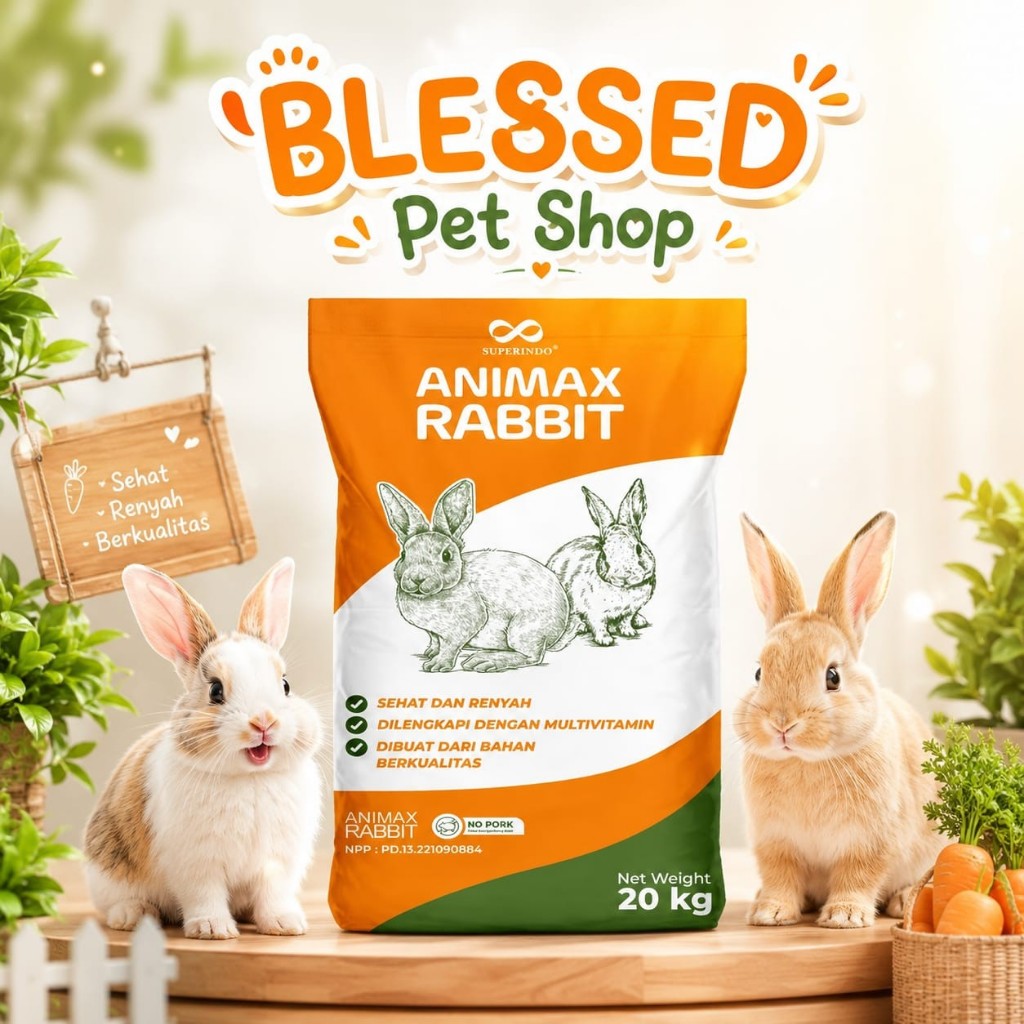 (KARGO) ANIMAX Rabbit Food 20 Kg Animax Rabbit 20kg Pakan Pelet Kelinci Animax Makanan Kelinci Merk 