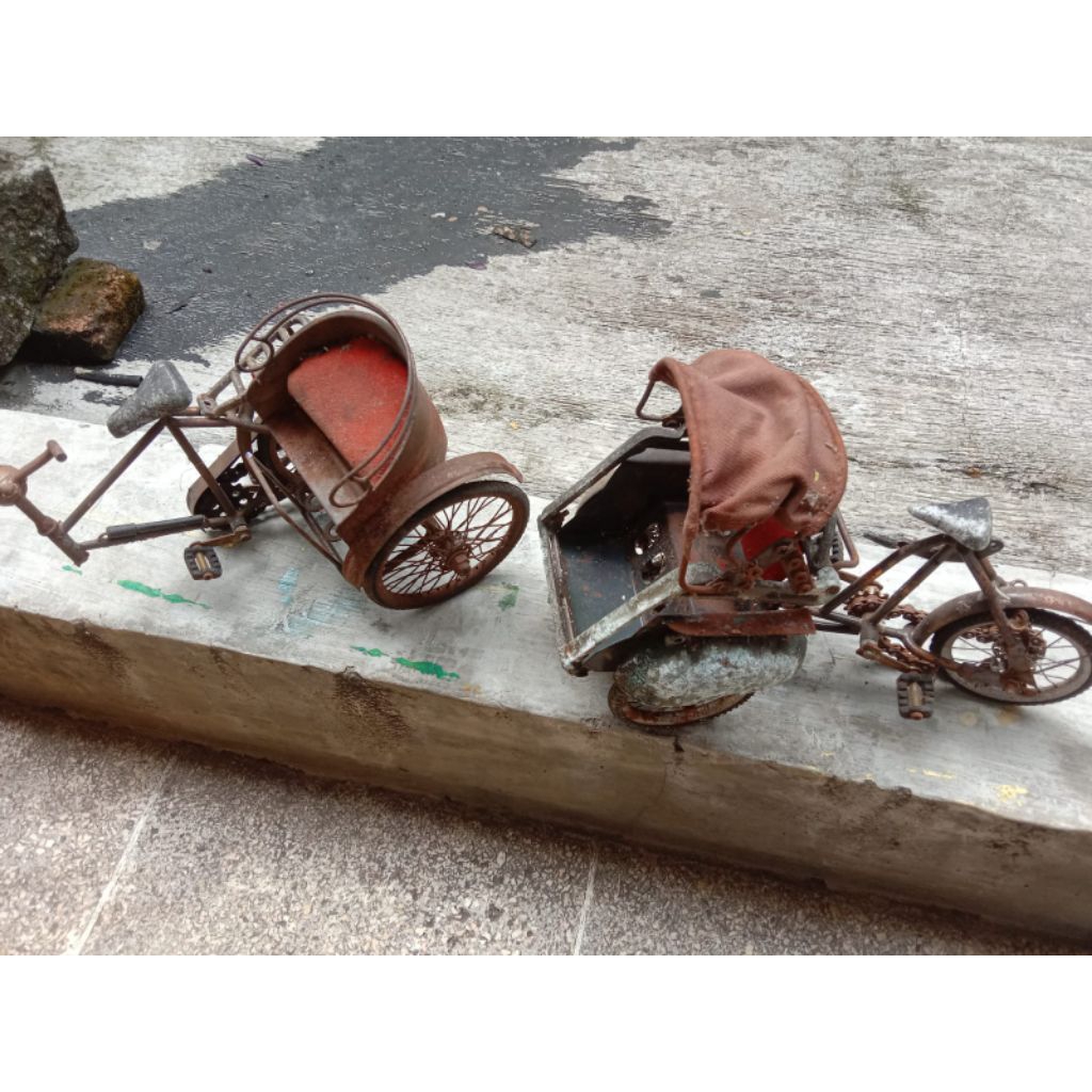 miniatur becak antik Preloved