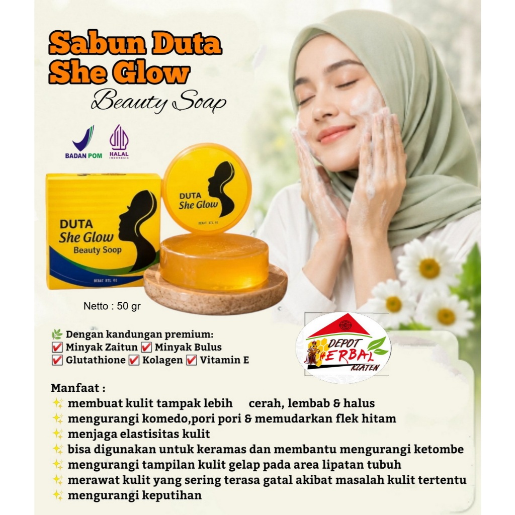 Duta She Glow Sabun Batang Soap Herbal Skincare Kosmetik untuk Masalah pada Kulit