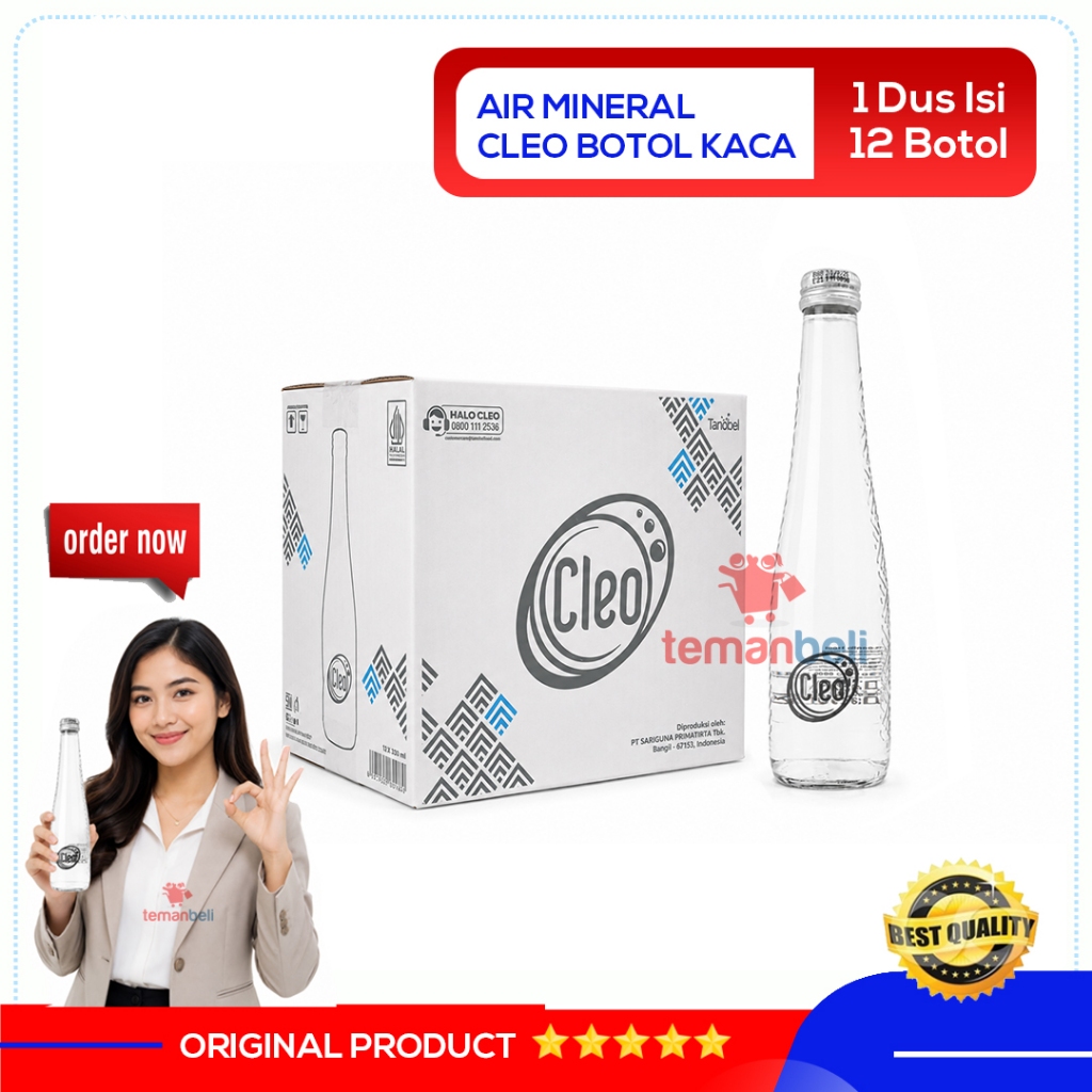 Cleo botol kaca 330ml 1 dus isi 12 botol - cleo 330ml - air mineral botol kaca - cleo