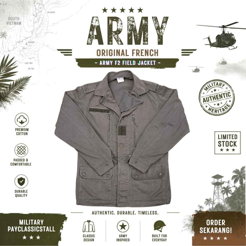 Original French Army F2 Field Jacket Olive Green