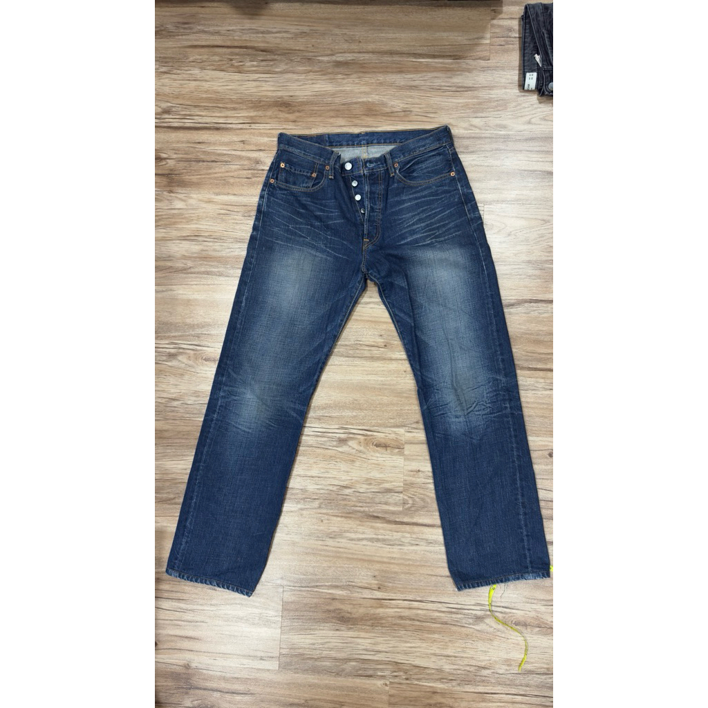 Levi’s 501 Original W33 L34 Dark Blue Jeans Pria Original Second Premium Button Fly