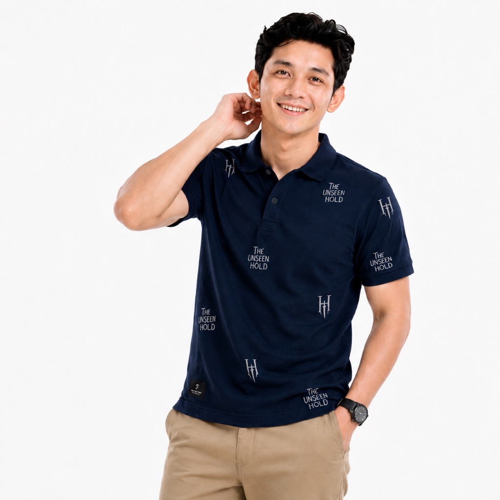 Helvig Trap Polo Shirt Pria Premium Printing The Unseen Navy | Kaos Kerah Pria Casual Exclusive Slim