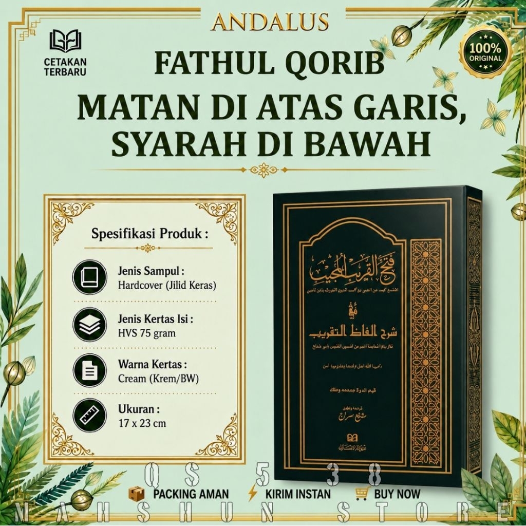 ORIGINAL Kitab FATHUL QORIB GERBANG ANDALUS Cover Hitam Syarah Ghoyatut Taqrib, Kitab Kuning Setara 