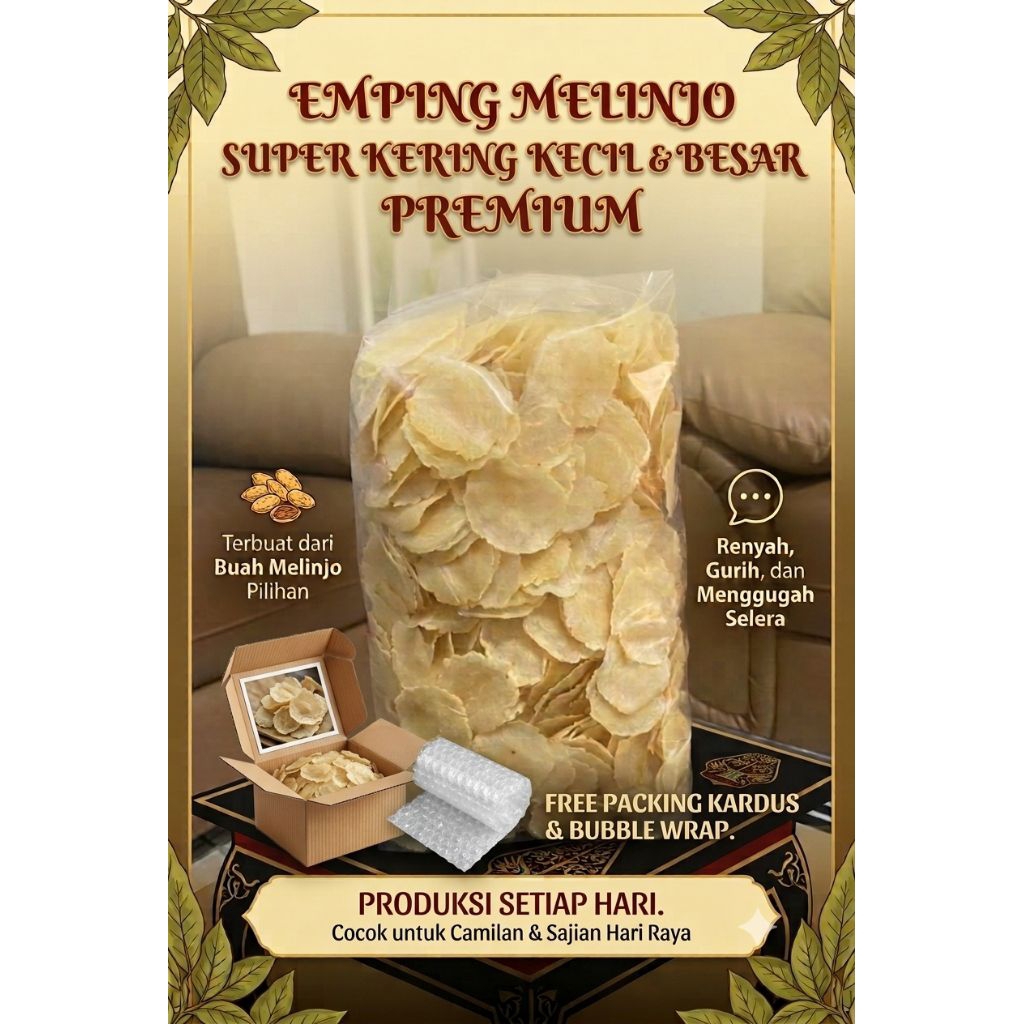 [1 Kg] Emping SEDANG TIPIS/Emping melinjo emping per 2 biji melinjo/Emping MELINJO mentah tipis/Empi