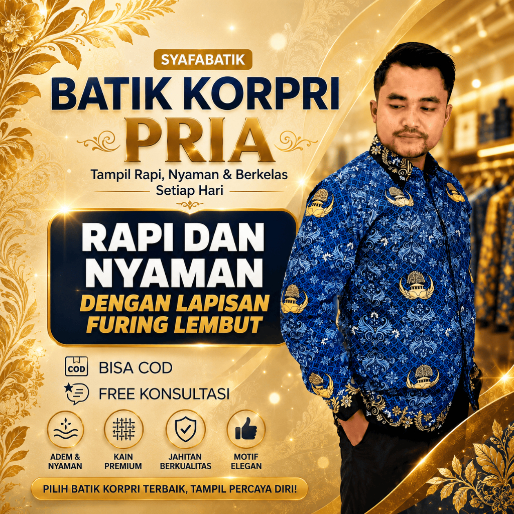 Baju KORPRI Pria Wanita Katun C40s Premium Adem Jahitan Rapi Seragam ASN PNS PPPK Lapis Furing