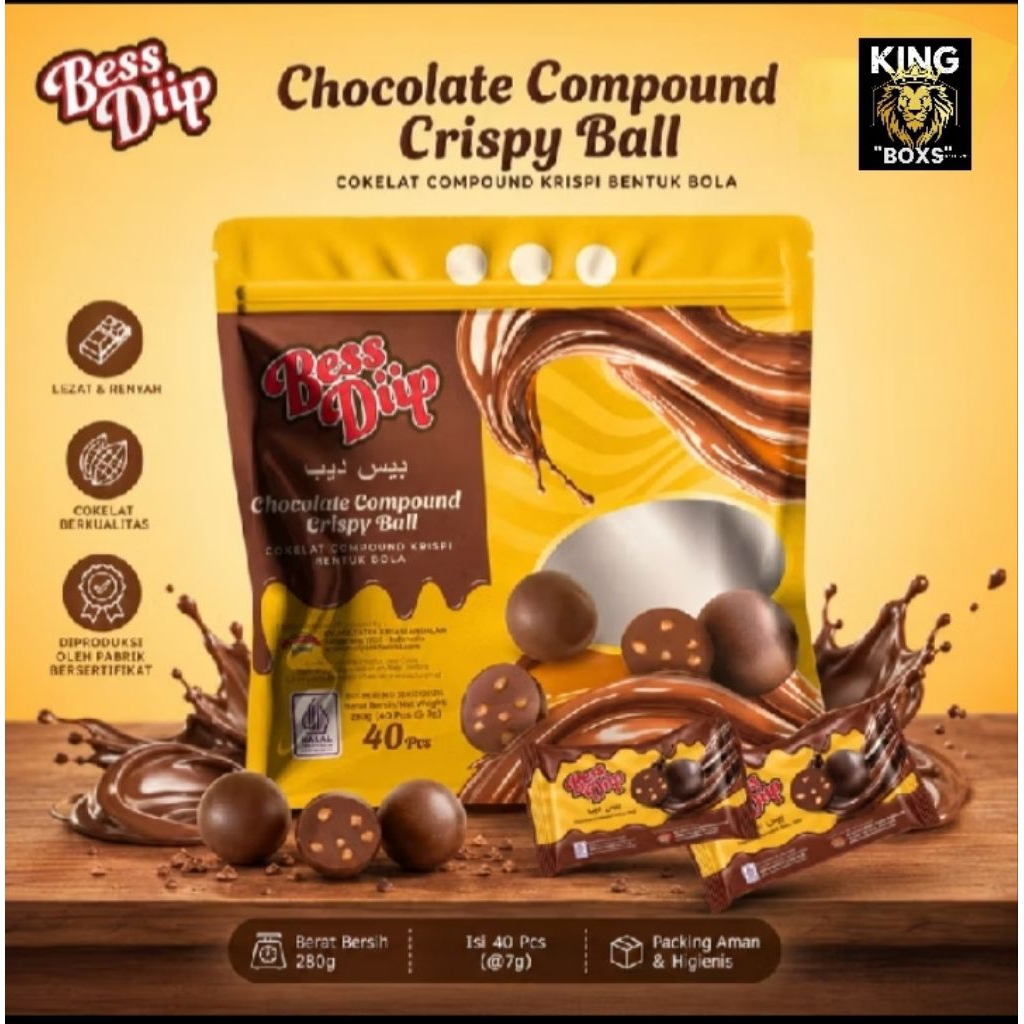 Bess Diip Coklat Renyah 40 Pcs Bess Diip Chocolate Crispy Ball Renyah