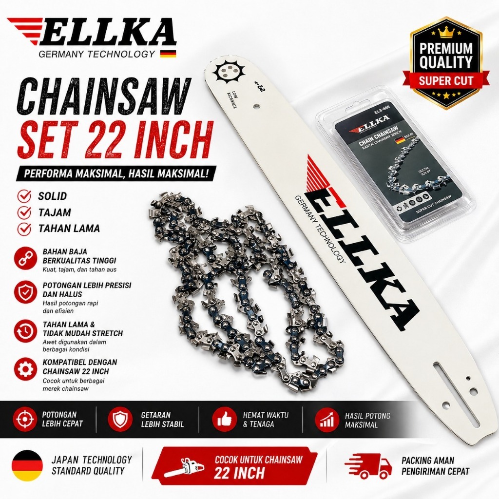 Redfox Guide Bar 22" / Redfox Bar Chainsaw 22" Bisa Untuk Universal NEW dos