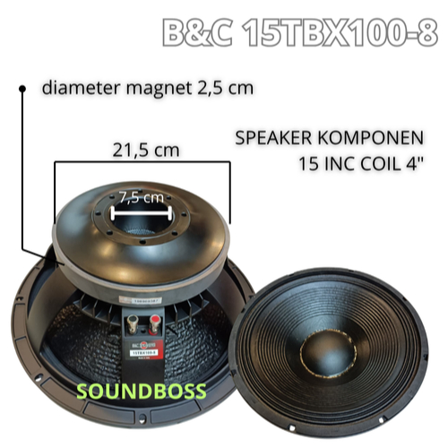 Speaker Komponen BNC B&C 15 TBX 100 8 15TBX100 15 INCH 15TBX 100 8
