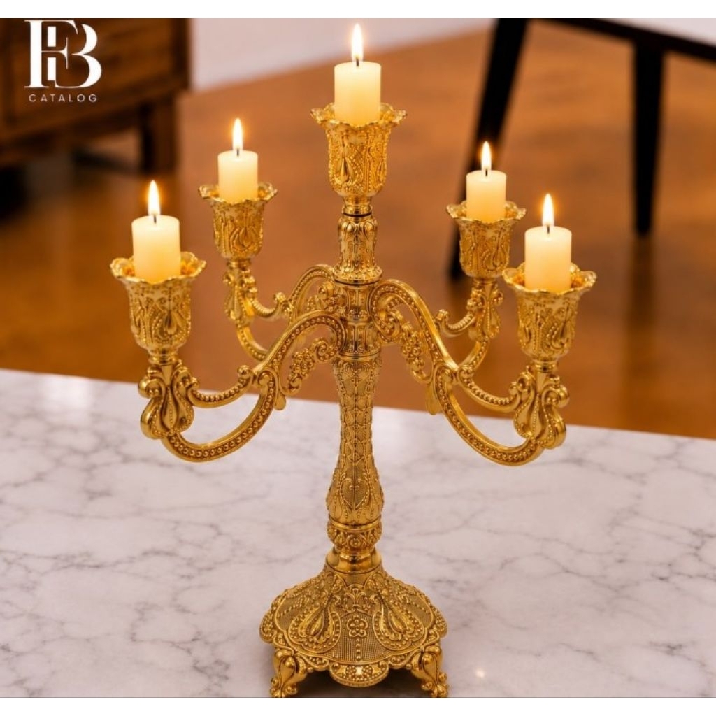 Hiasan Candle Holder Tempat Lilin Arab Emas Gold Bahan Logam Import