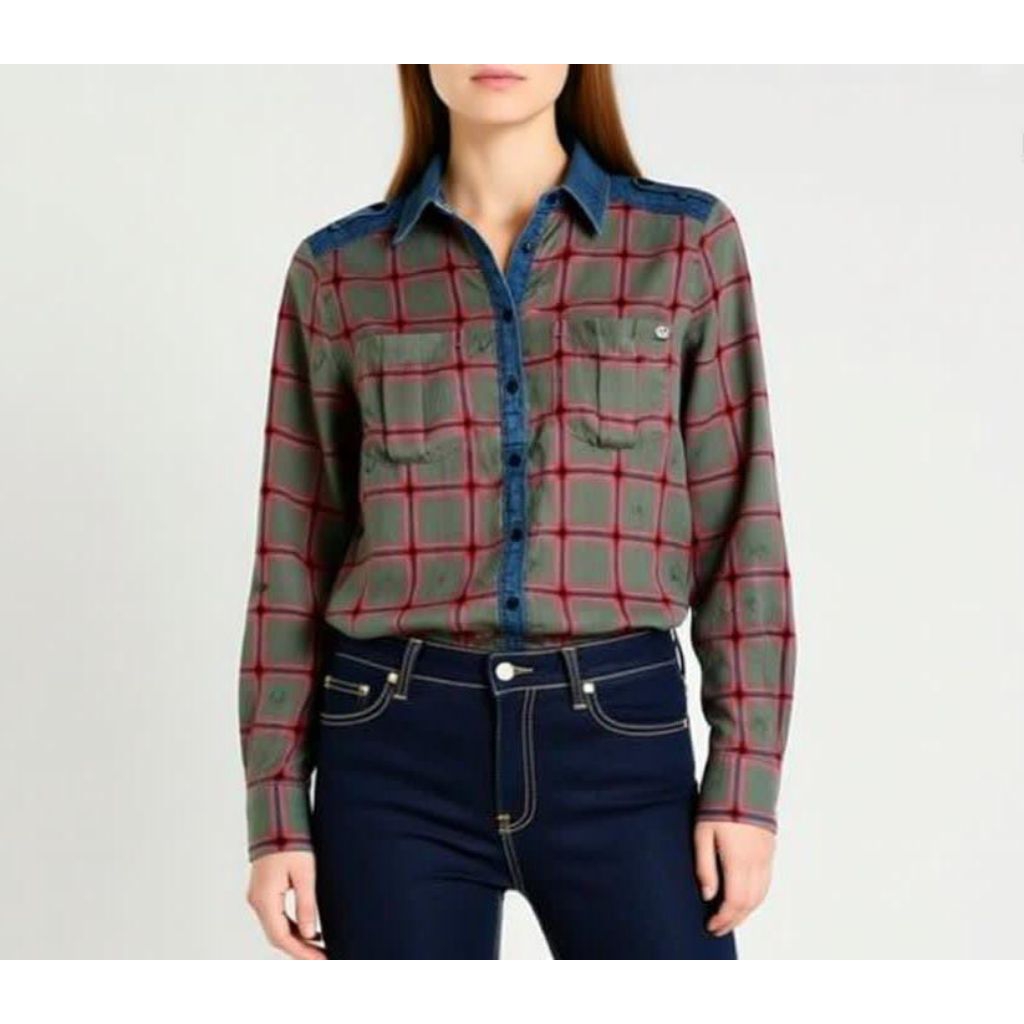 Kemeja Guess Kombinasi Jeans Original
