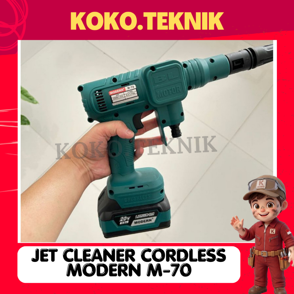 JET CLEANER CORDLESS MODERN M-70 ALAT CUCI MOBIL MOTOR PORTABLE BATERAI CAS MESIN CUCI MOBIL BATERAI