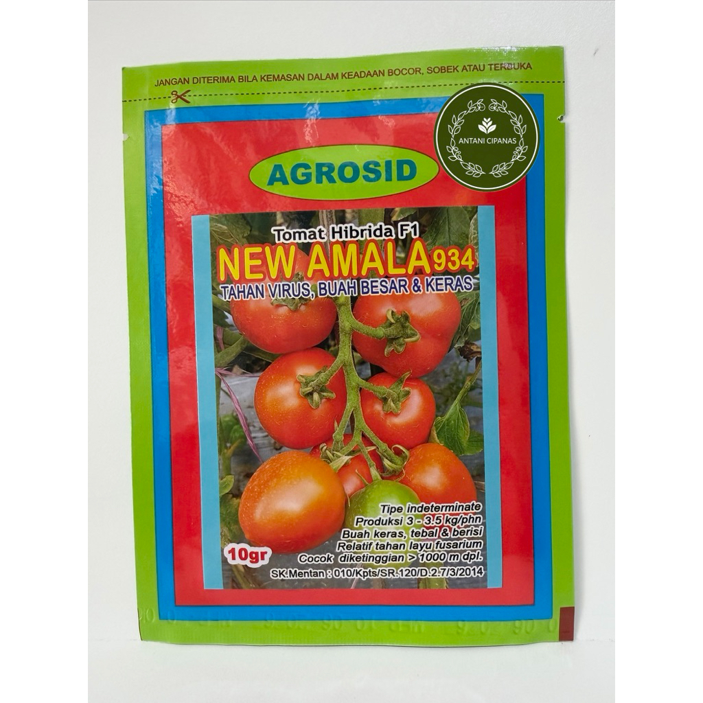 Benih Tomat NEW AMALA 934 10GR AGROSID Tomat Hibrida Tahan Virus Buah Besar dan Keras