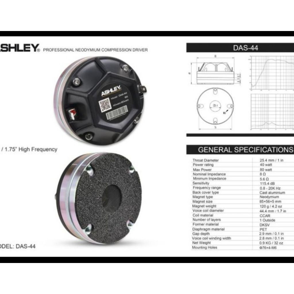 Speaker tweeter Ashley das 44 original ashley das44