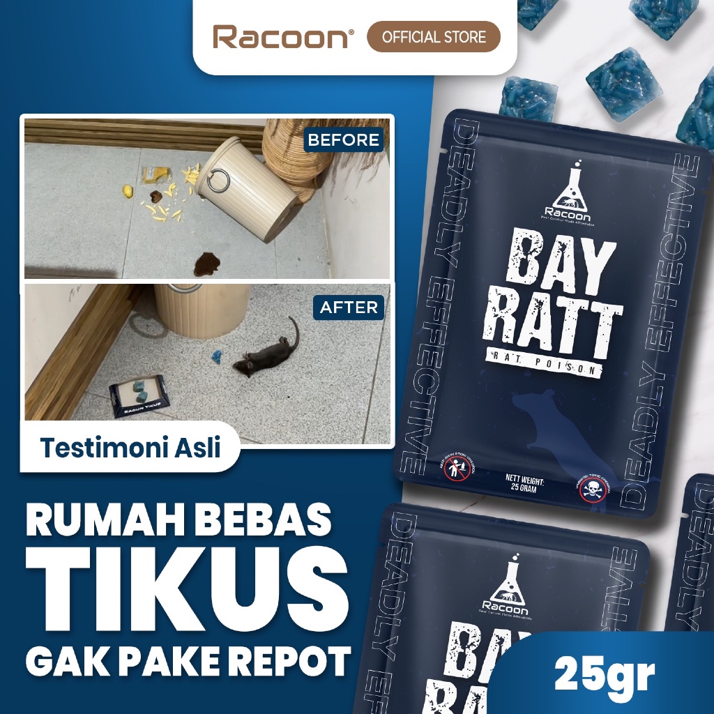 Racoon Racun Tikus BAYRATT 25g Mati Kering Tidak Meninggalkan Bau Menyengat / Anti Tikus