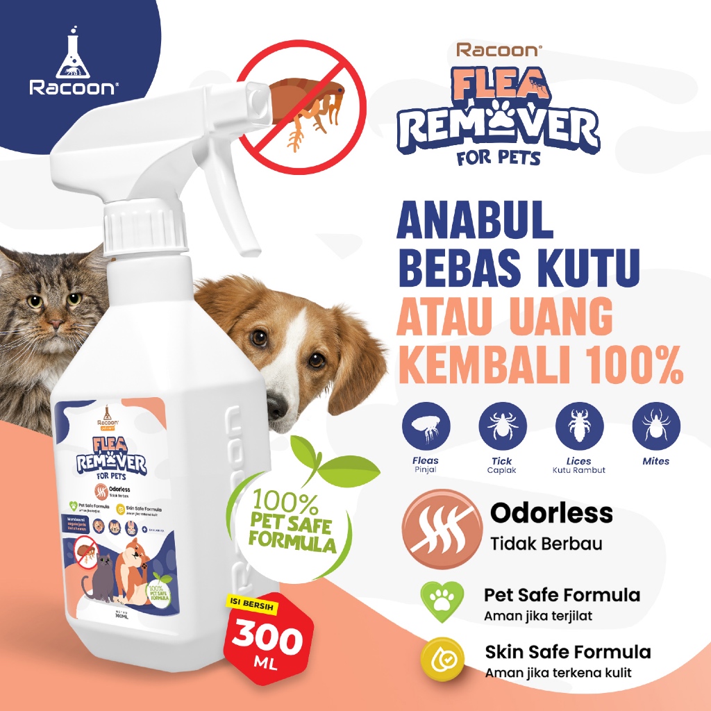 Racoon Flea Remover Spray Kutu Anjing Kutu Kucing Natural Base 300ML
