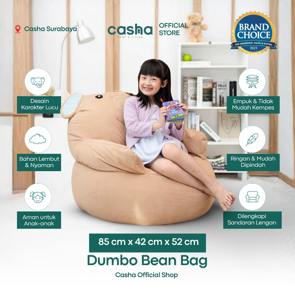 Casha-Sofa Anak-Dumbo Bean Bag-Bean Bag Anak