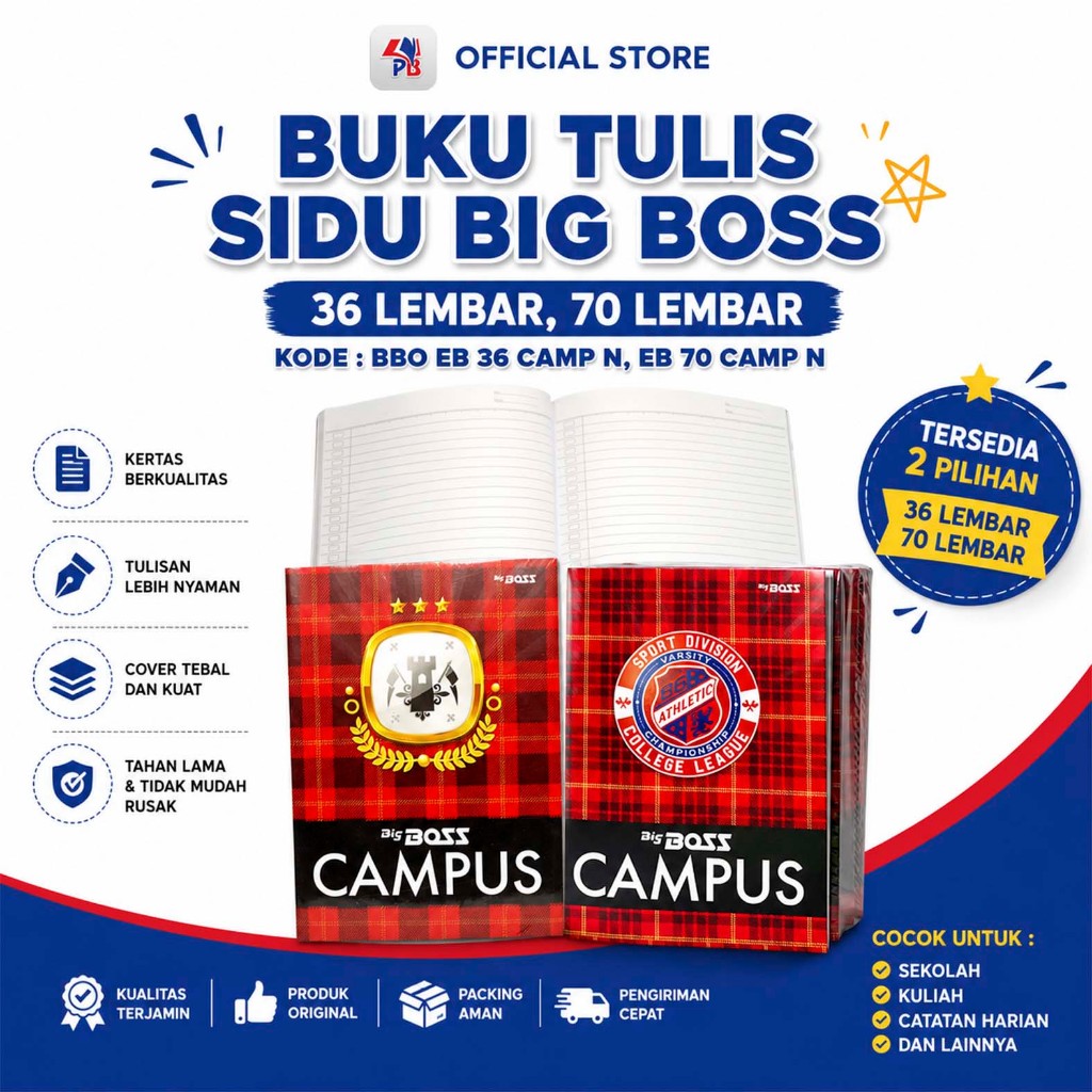 READY STOK Buku Tulis Sidu 36 Dan 70 Lembar / Buku Tulis Sidu Big Boss BBO EB 36 Dan 70 CAMP N