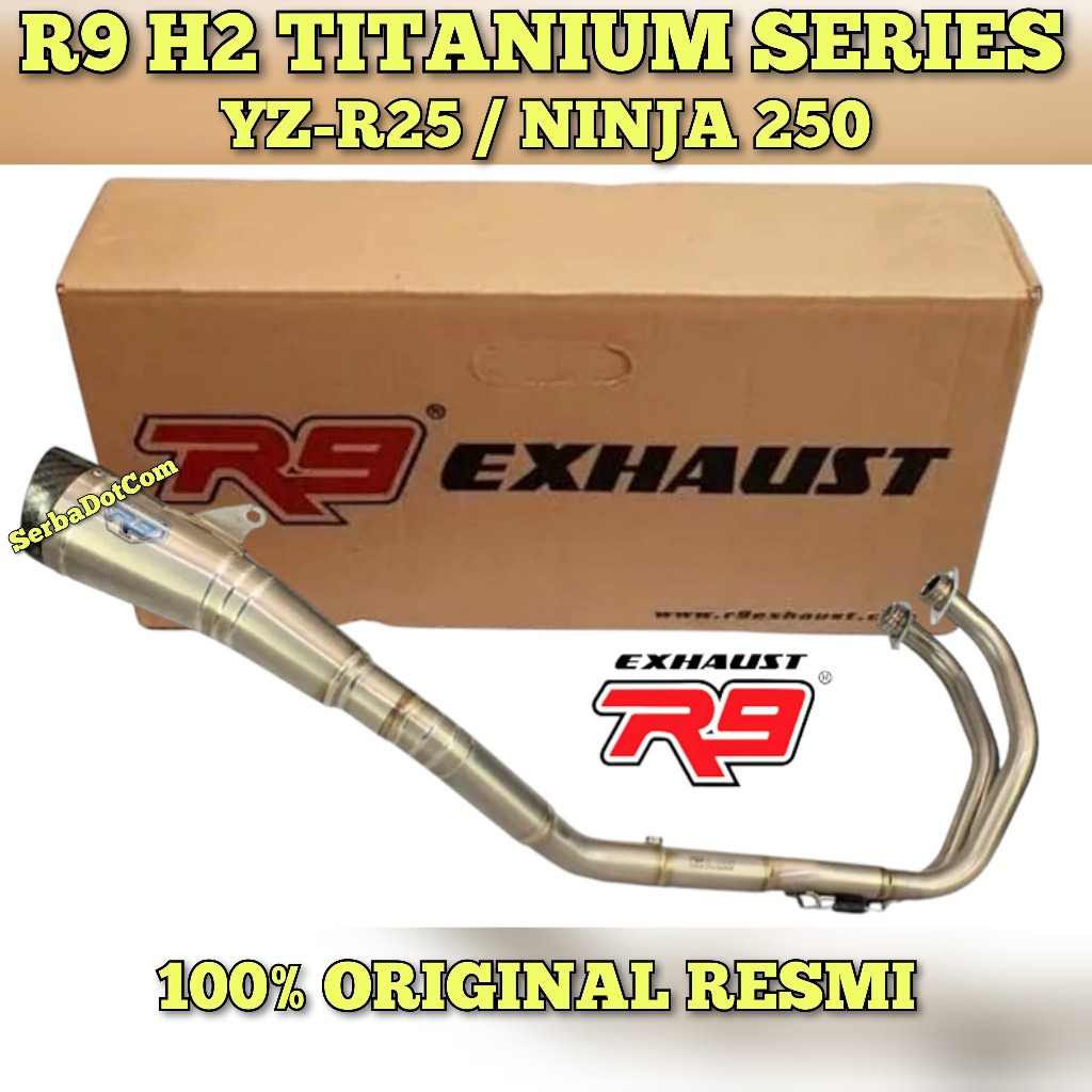 KNALPOT R9 H2 TITANIUM SERIES YZF R25 MT25 ORIGINAL FULL SYSTEM not gp carbon ss stainless shark car