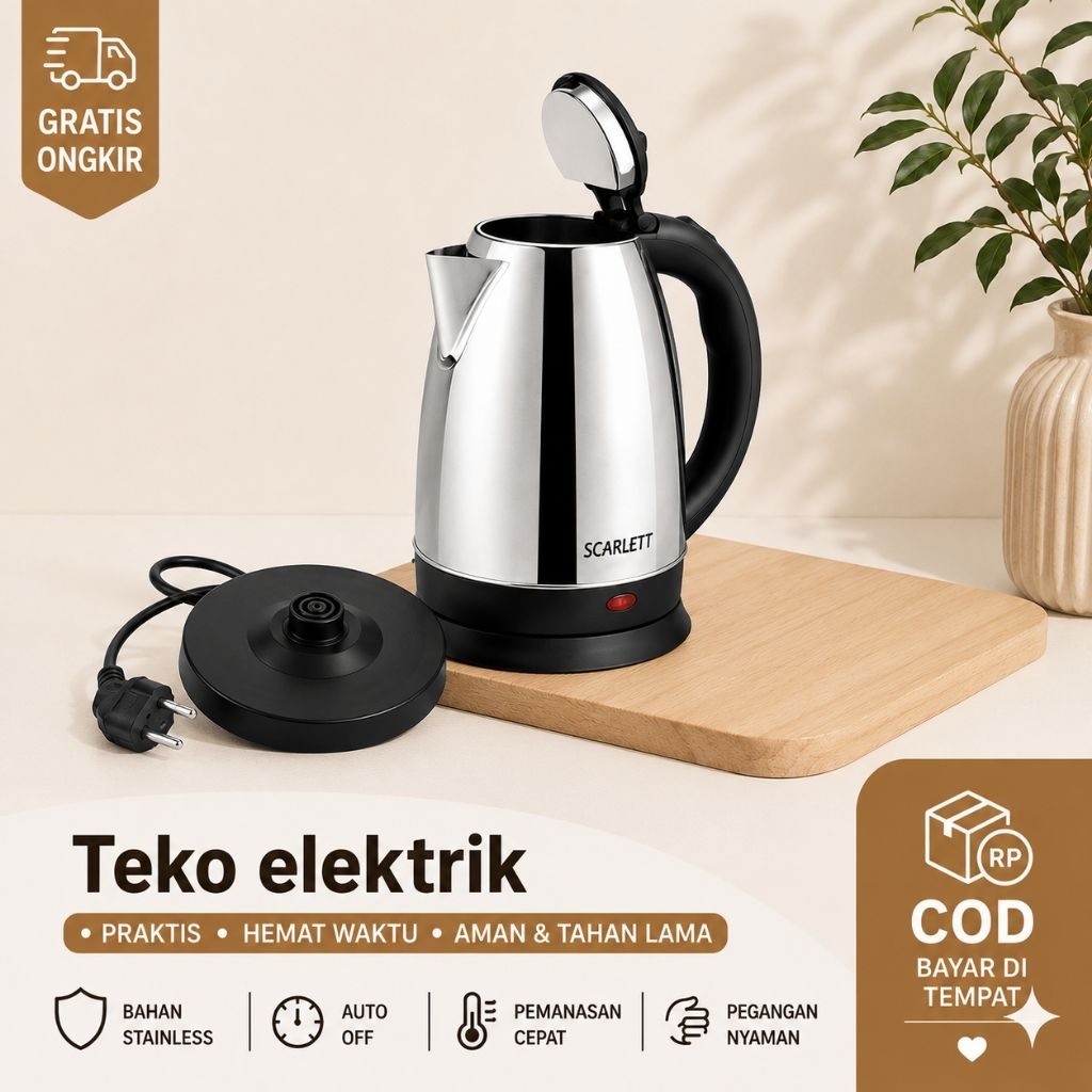 teko listrik stainless teko stainless steel teko listrik 2 liter