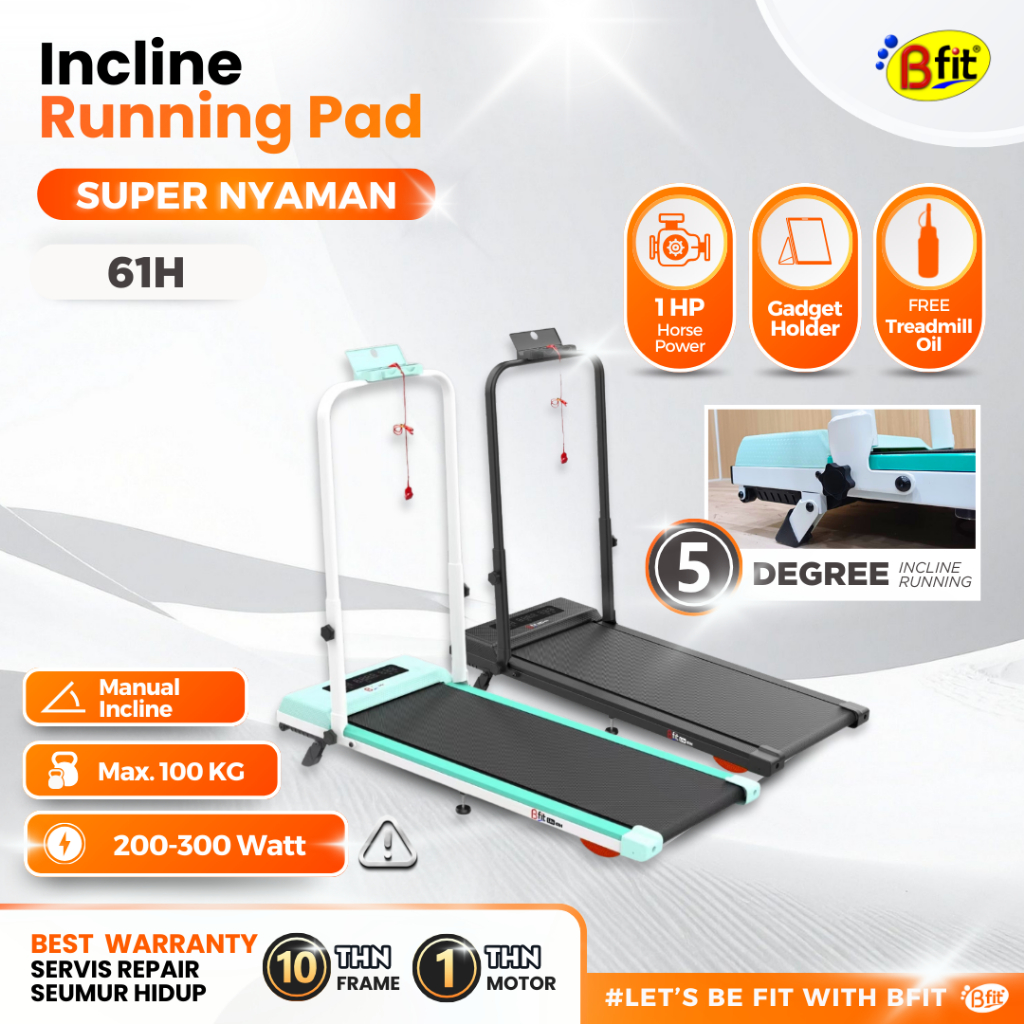 (SEMARANG) Running Pad BFIT Lite 61H Incline Treadmill Elektrik Listrik Lipat Portable Low Watt