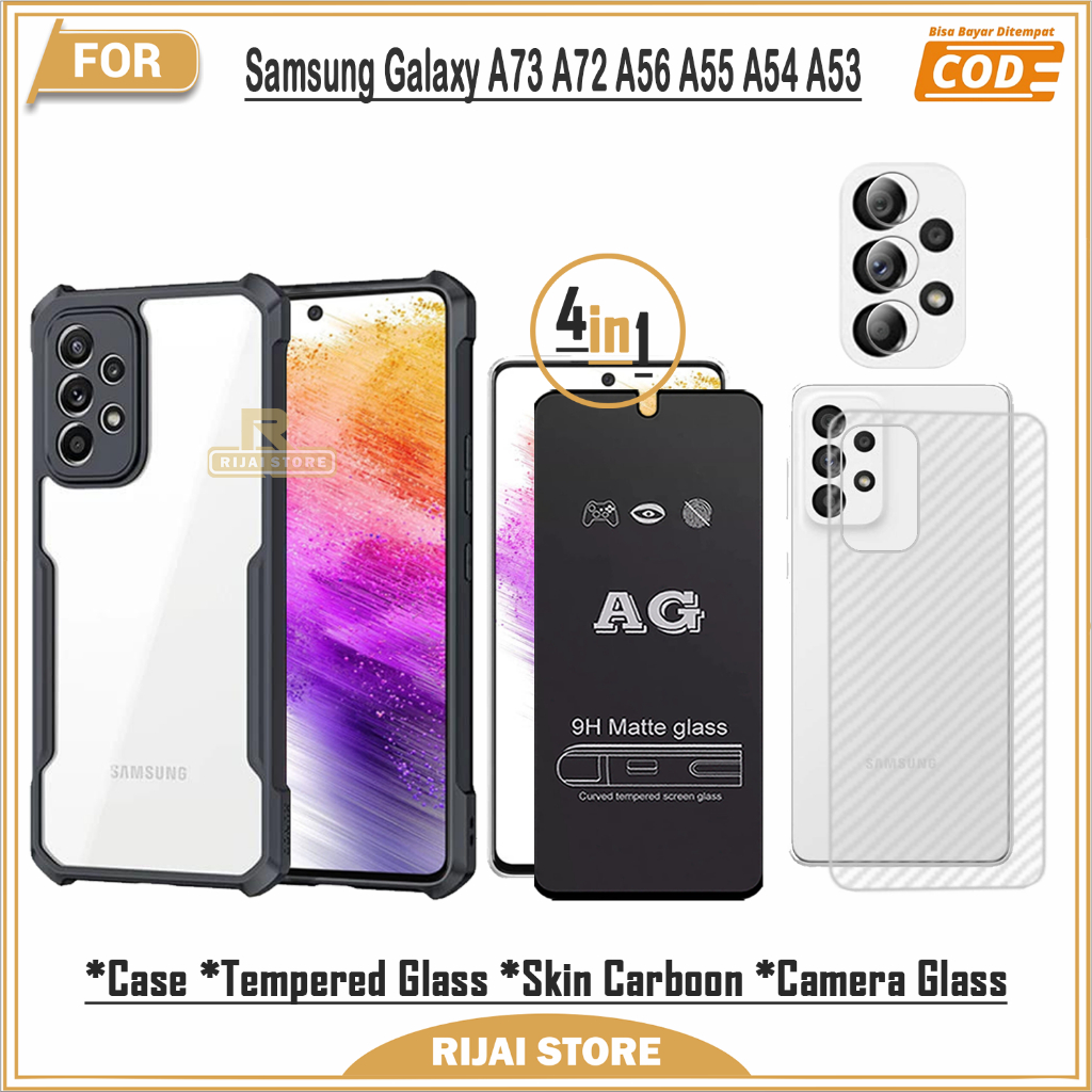 Paket Lengkap 4in1 Case Samsung Galaxy A73 A72 A56 A55 A54 A53 Case Fusion Shockproof Hydrogel Dan T