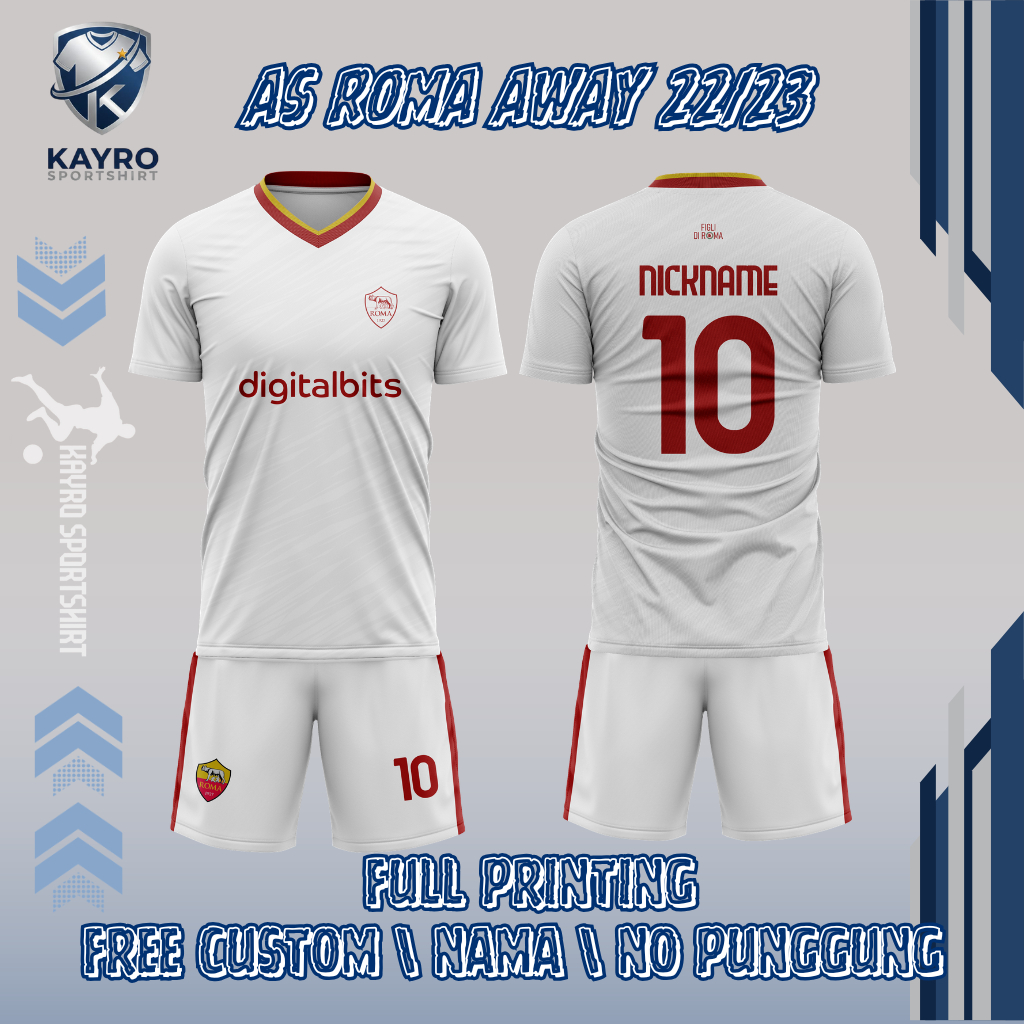 JERSEY Forza Roma Away 2022 2023 Seri A Dryfit Full Printing Anak Dewasa