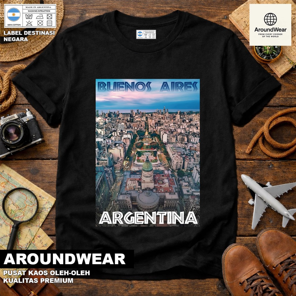 BAJU KAOS OLEH OLEH ARGENTINA 14, PAKAI TAG NEGARA ASAL ARGENTINA BAHAN SOUVENIR PREMIUM GIFT