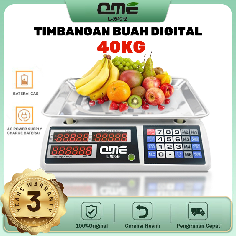 QME Timbangan Buah Digital 40kg Digital Computing Scale 40Kg Double Display ORI BERGARANSI