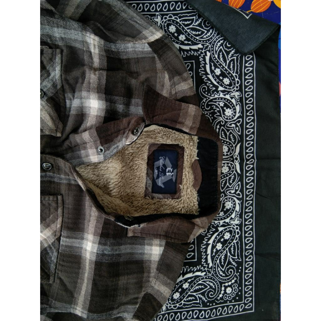 Clothes Truck Sherpa Lined Plaid Flannel Jacket Brown